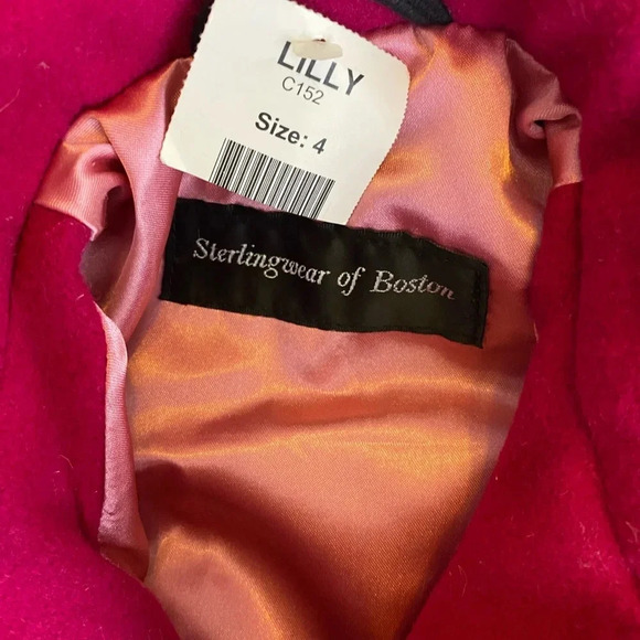 Sterlingwear of Boston girls magenta wool blend pea coat Sz 4 NWT - Picture 3 of 4